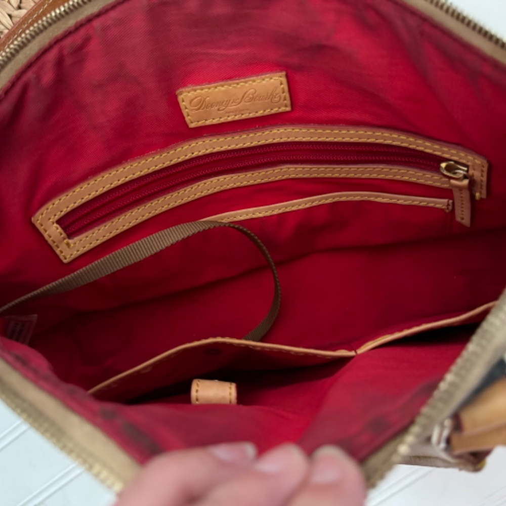 Dooney & Bourke Chevron Leather Satchel Bag Black and White Geometric - Picture 4 of 9